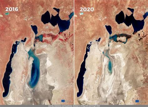 Stages Of The Disappearance Of Aral Sea During Different Years