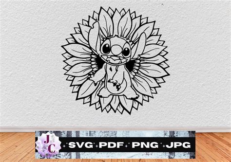 Stitch Lilo Stitch Sunflower Svg Etsy