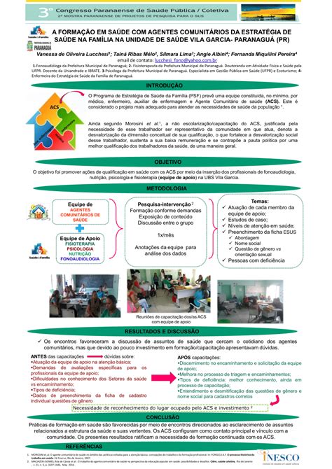 Pdf A Formação Em Saúde Com Agentes Comunitários Da Estratégia De Saúde Da Família Na Unidade