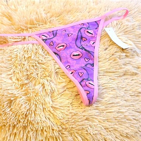 Dots Intimates Sleepwear Nwt Sexy String Bikini Thong Pink And Purple Poshmark