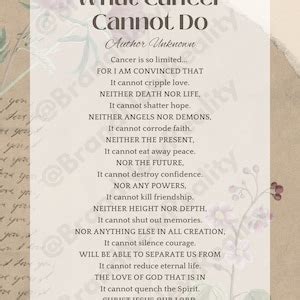 What Cancer Cannot Do Inspiring Poem & Verse 8.5x11 Printable Art Gift - Etsy