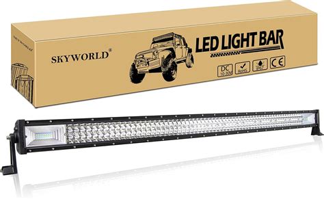 SKYWORLD LED Work Light Bar 7D 52 Inch 675W Triple Row Spot Flood