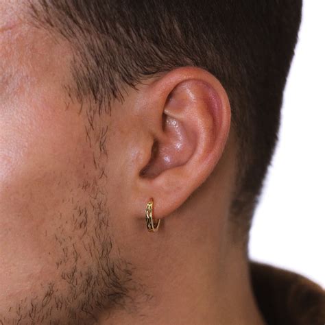 Mens Gold Hoop Earrings Patterned Hoop Earrings Twistedpendant