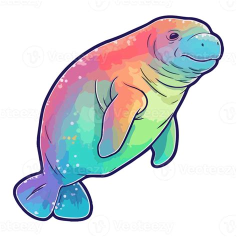 Colorful Manatee modern pop art style, Manatee Illustration, Manatee ...