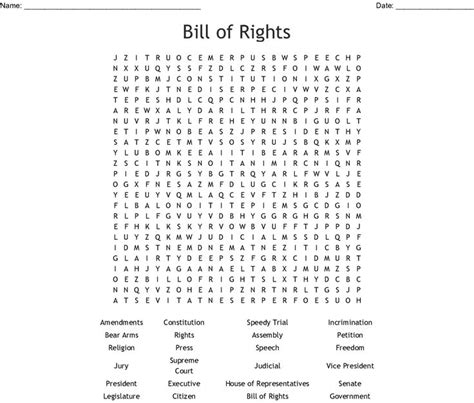 Printable Bill Of Rights For Students Printable Word Searches