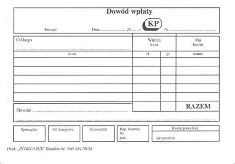 Druk Kp Dow D Wp Aty Kasa Przyjmie Kp Cena Opinie Druki