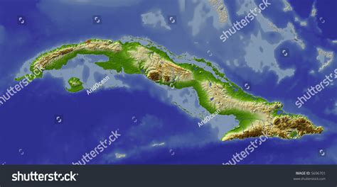 3d Relief Map Of Cuba Shows Major Cities And Rivers Surrounding