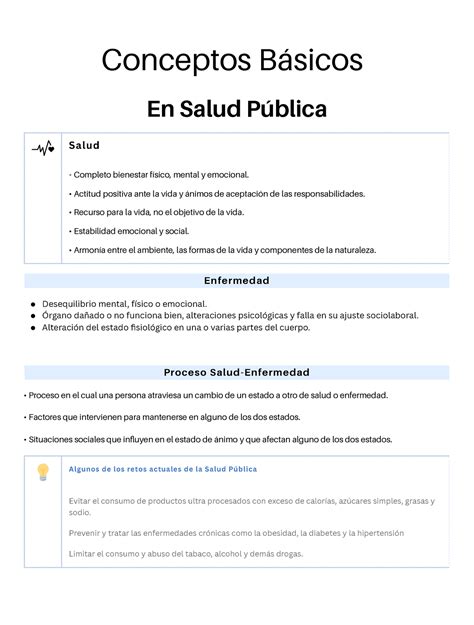 Resumen Salud Pública Conceptos Básicos En Salud Pública Proceso en