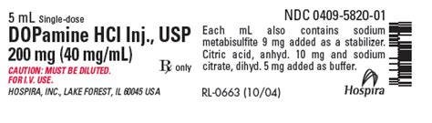 Dopamine Hci Inj Usp 200mg 40 Mgml 5ml Vial