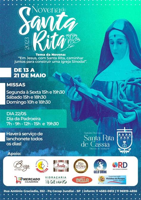 Começa amanhã a Novena de Santa Rita de Cássia Diocese de Jundiaí SP