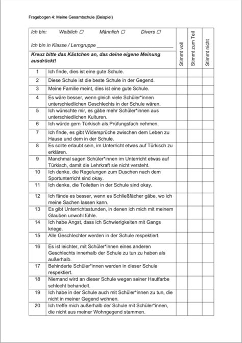 Fragebogen Index für Inklusion Index für Inklusion