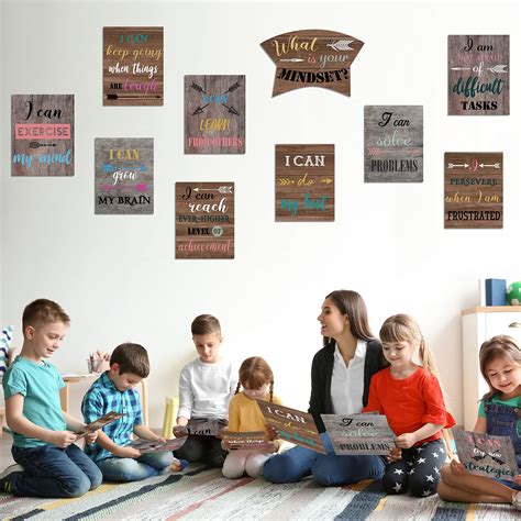 17 Pieces Growth Mindset Poster Set Bulletin Board Display Decoration