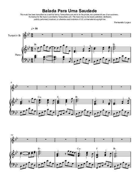 Tunescribers Balada Para Uma Saudade Sheet Music