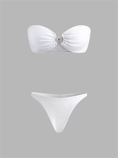 COMMENSE Ring Cutout Bikini Set White Outlet Commense