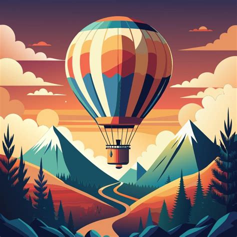 Whimsical Hot Air Balloon Vector Illustration Flat 2 Premium AI