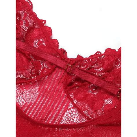 Floral Lace Teddy Nighties One Piece Set Transparent Jacquard Lace Babydoll Sexy Women Lingerie