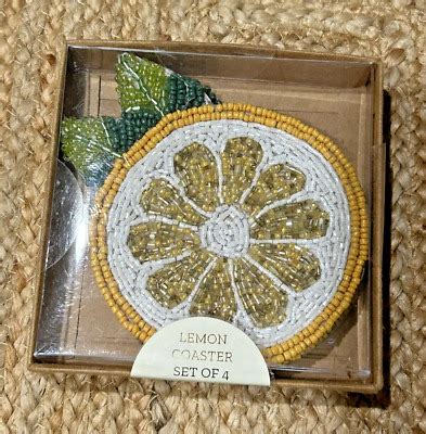 Beaded Lemon Coasters Set Of Lemon Slices Tropical Nib