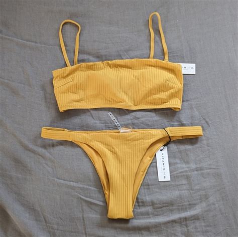 Vitamin A Swim Vitamin A Mila Carmen Bikini Set Marigold Ribbed