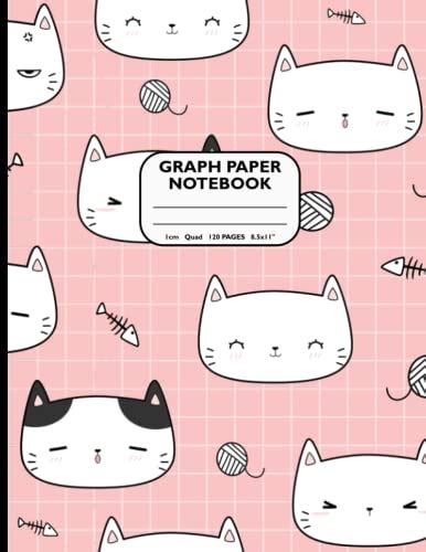 Cute Kawaii Cat Graph Paper Notebook Grid Composition Notebook With