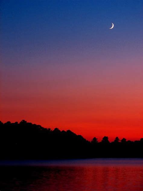 Sunset and Crescent Moon | Sunset, Nature tour, Moon pictures