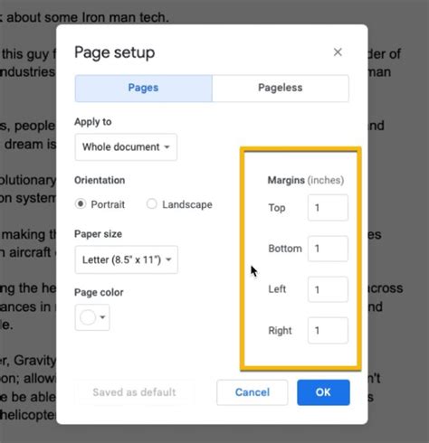 How To Change Margins On Google Docs