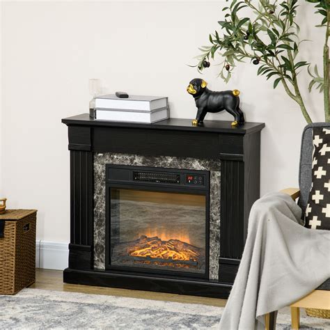 HOMCOM Electric Fireplace Mantel Wood Surround, Freestanding Fireplace ...