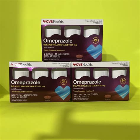 3 Cvs Health Acid Reducer Omeprazole Delayed Release 20 Mg 126 Tablets Exp 2024 50428378113 Ebay