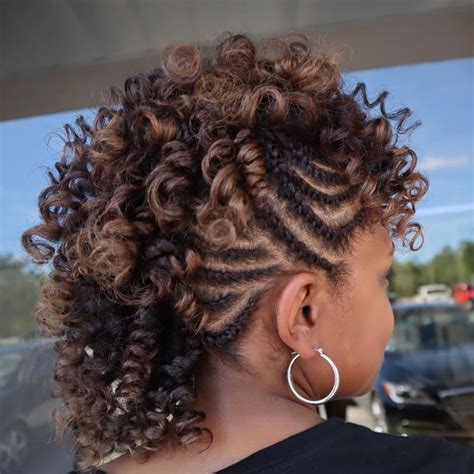 Mohawk Updo With Side Twists Braided Mohawk Hairstyles Protective