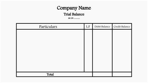 Format of Trial Balance