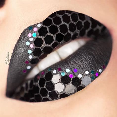 Black Hexagon Lips Lip Art Crazy Lipstick Lipstick Art