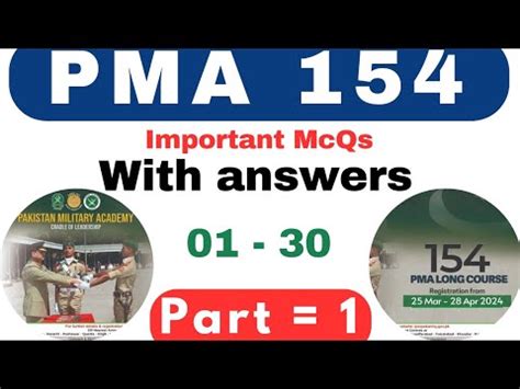 PMA Long Course 154 Important Academic McQs With Answers PMA Past