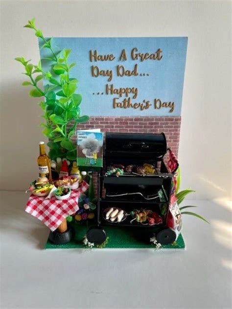 Handmade 3d Fathers Day Card Luxury Card 3d Card Miniatures Card Diorama Card Grill