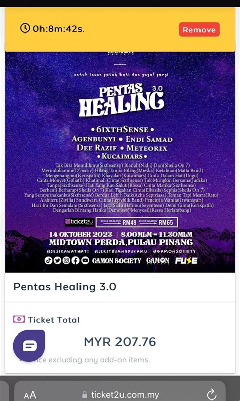 TICKET PENTAS HEALING 3 0 RM40 Announcements On Carousell