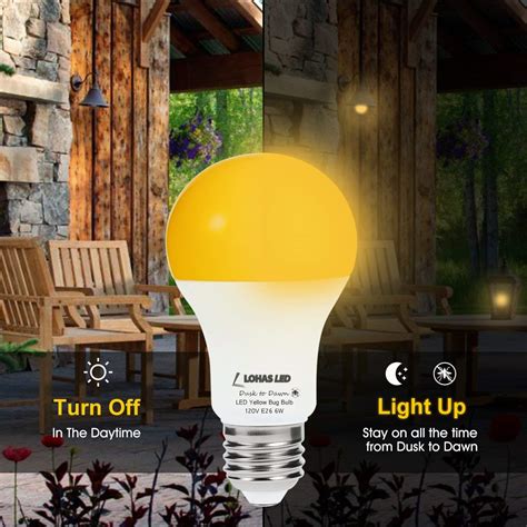 Lohas Light Sensor Bulb Dusk To Dawn Amber Yellow Led A19 6wothers