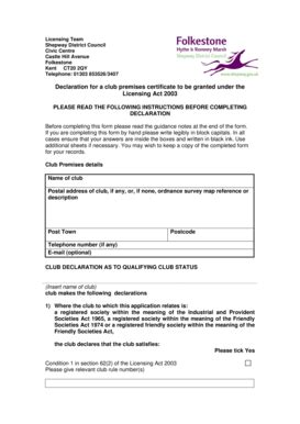 Fillable Online Shepway Gov Declaration For A Club Premises Certificate