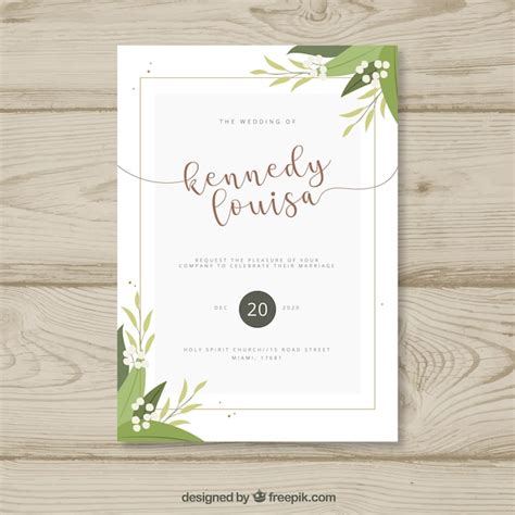 Invitation De Carte De Mariage Avec Des Ornements Floraux Vecteur