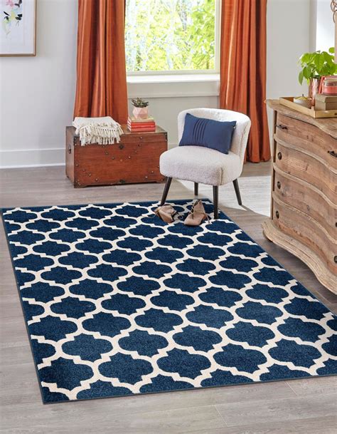 Dark Blue 245cm x 305cm Trellis Rug | AU Rugs