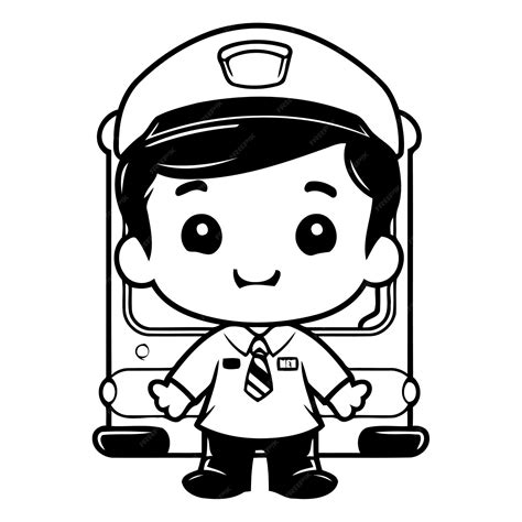Premium Vector | School bus driver cartoon character vector illustration cute school bus driver