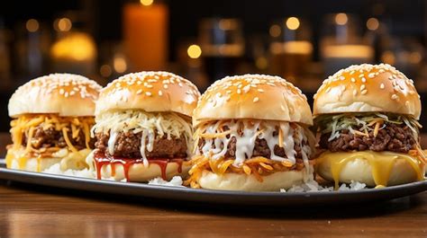 Premium AI Image | Indulgent Platter of Gourmet Sliders Featuring