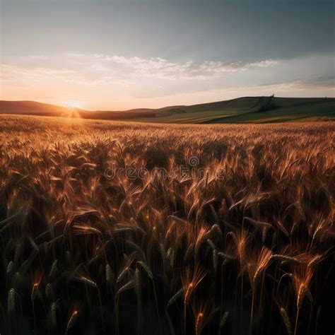 Ai Generated Illustration Of A Beautiful Wheat Field Under The Sunlight