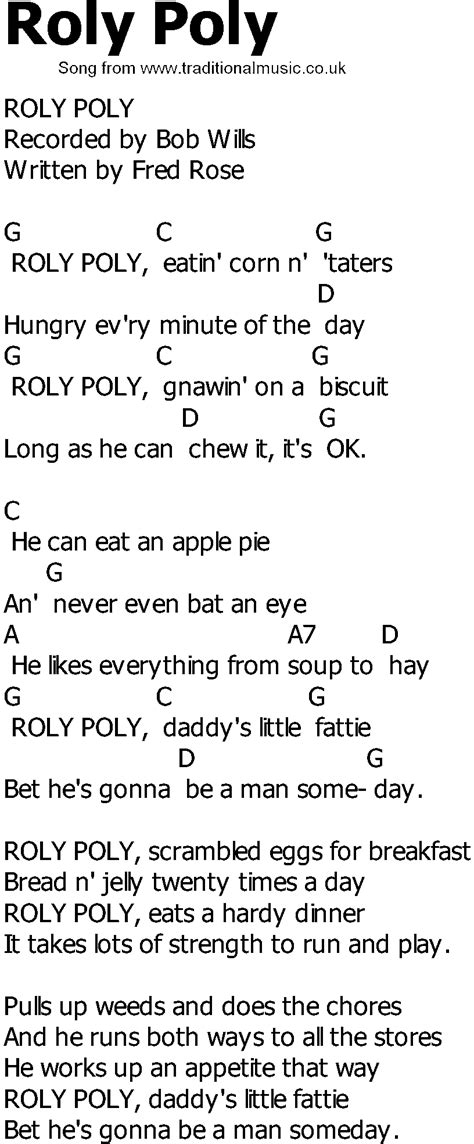 Old Country song lyrics with chords - Roly Poly