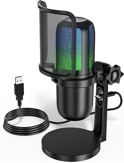 OBVHNUA USB Microphone Gaming Microphone RGB USB Condenser Microphone ...