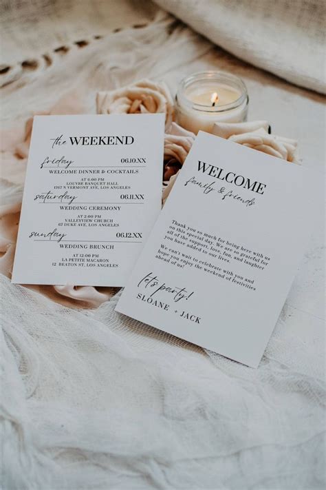 Wedding Welcome Letter And Itinerary Digital Wedding Weekend Itinerary