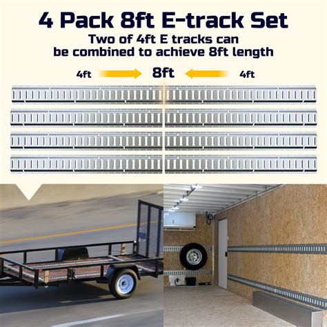 Trekassy E Track Tie Down Rail With Screws 4 Pack Combined 8ft 4ft