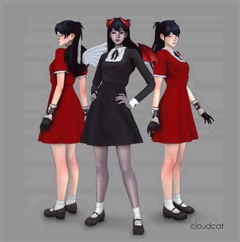 Duality Set Cloudcat Sims 4 Clothing Casual Girl Sims 4