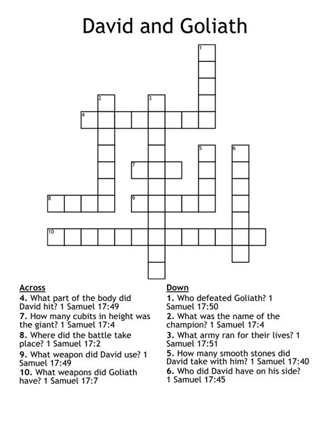 David And Goliath Crossword WordMint