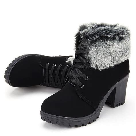 Stylish and Cozy High Heel Winter Boots