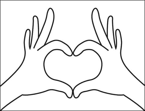 Easy How to Draw Two Hands Making a Heart Tutorial and Coloring Page