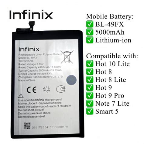 แบตinfinix Hot8 แบตเตอร Battery infinix Hot 8 model BL 49FX แบต infinix hot 8 Hot 8 lite