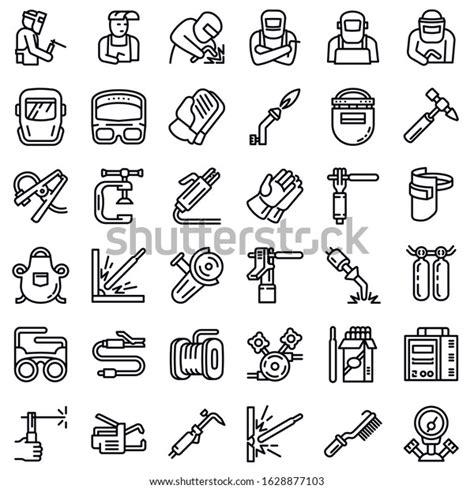 Welder Equipment Icon Set Outline Set Stock Vector Royalty Free